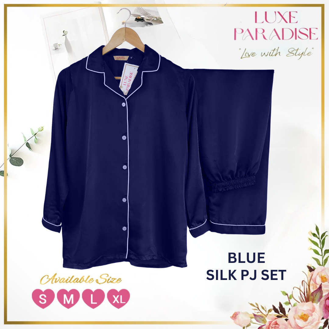 Blue Silk PJ Set