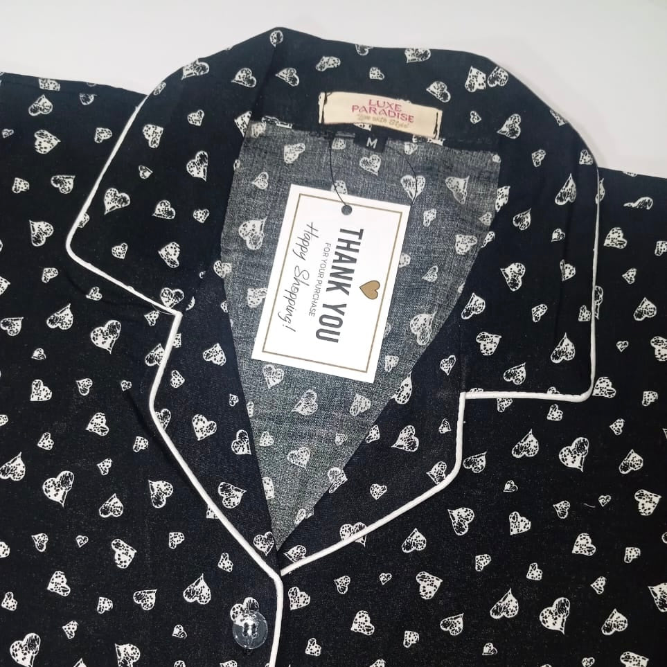 Queen Of Hearts - Black PJ Set