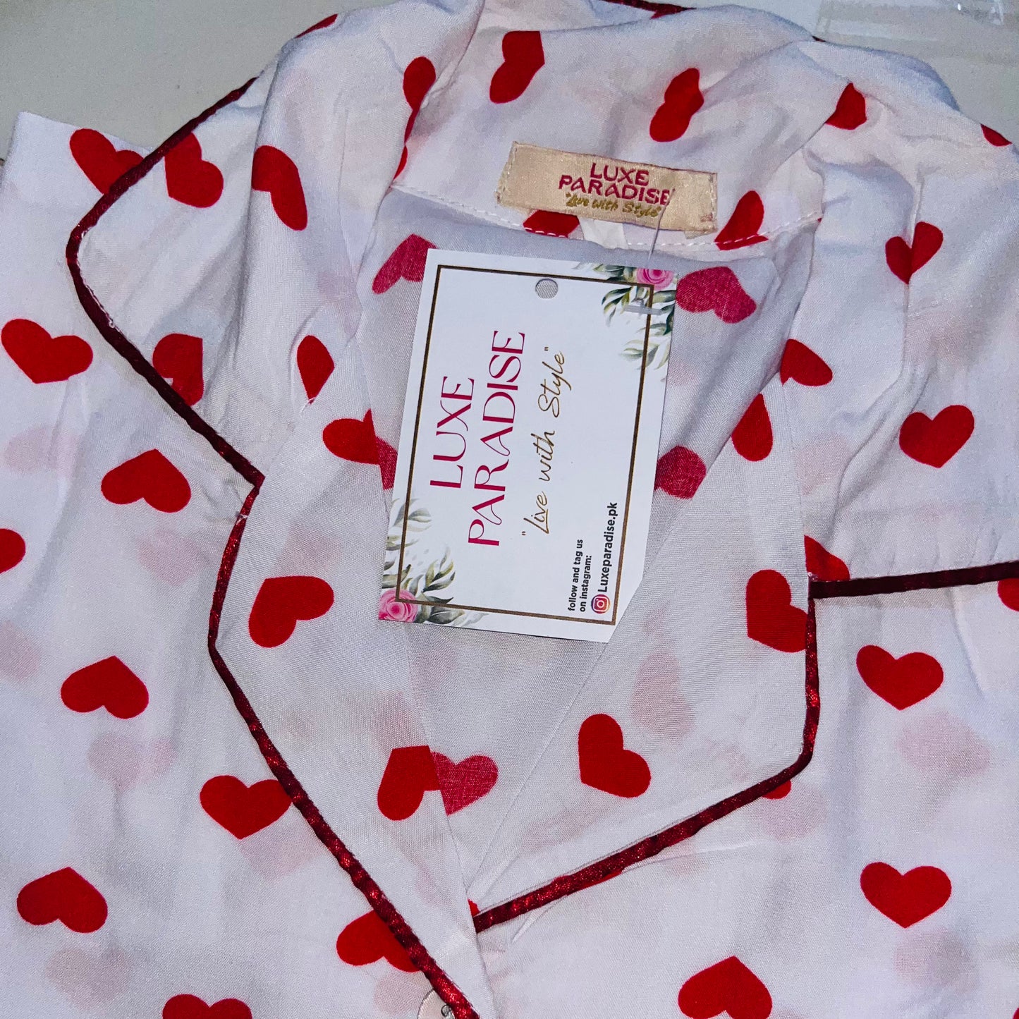Queen Of Hearts - Red & White PJ Set