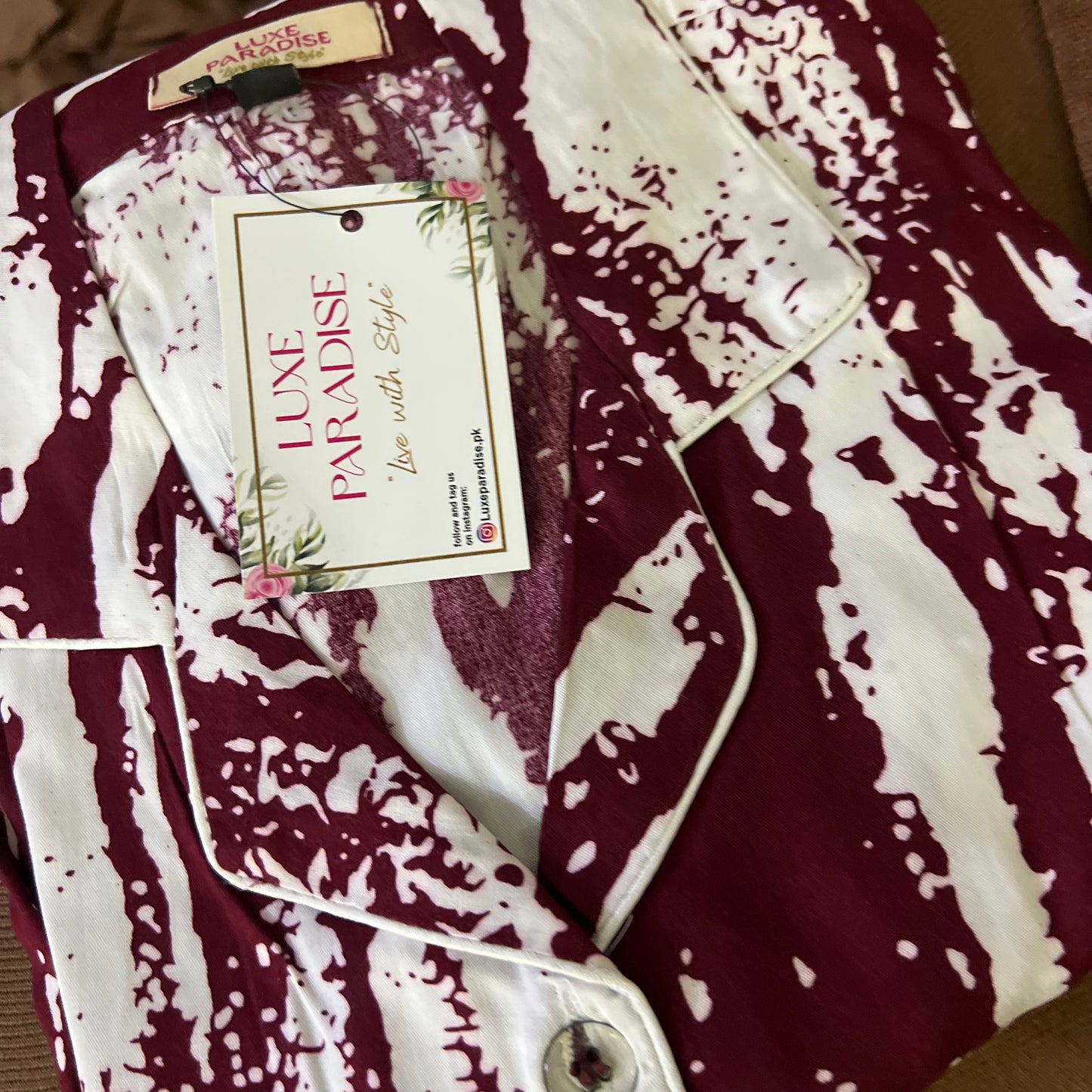 Maroon Splatter PJ Set