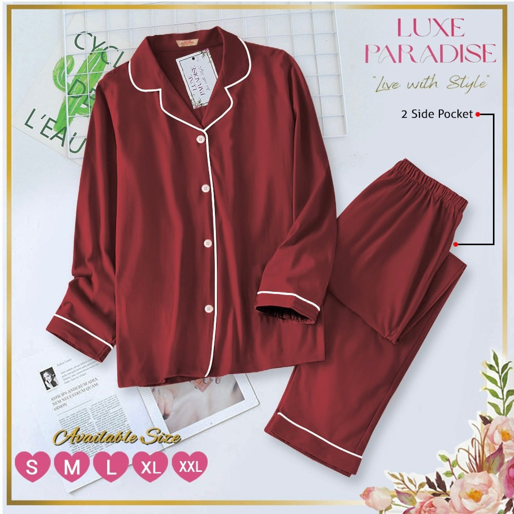 Maroon Linen PJ Set