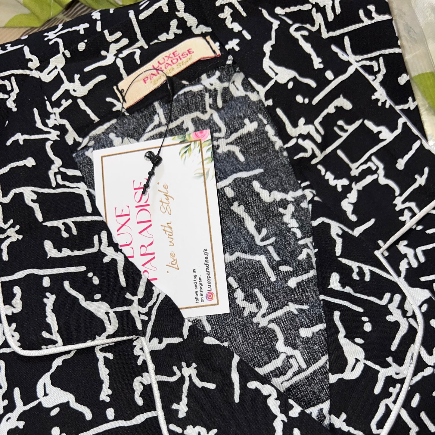 White Pattern PJ Set