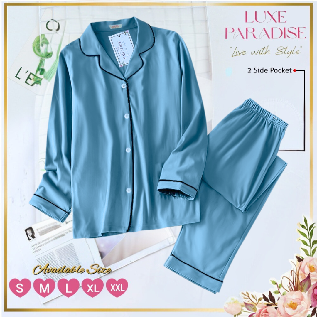 Bottle Blue Linen PJ Set