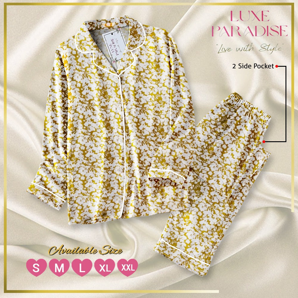 Floral Affair - Yellowish Gold PJ Set