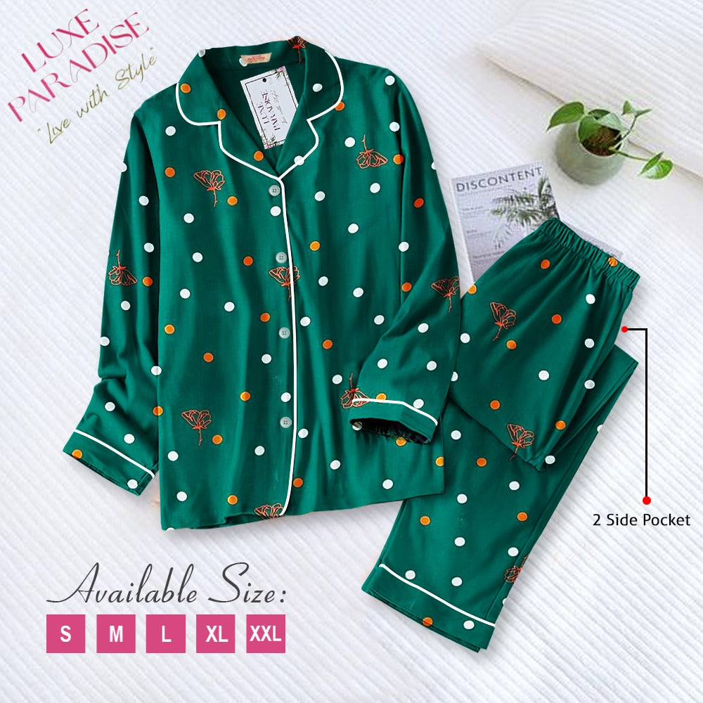 Floral Affair - Polka (Green) PJ Set
