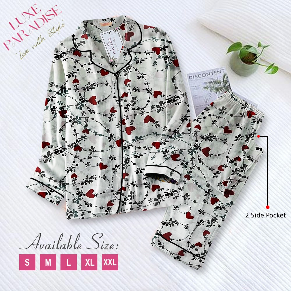 Queen Of Hearts - White PJ Set