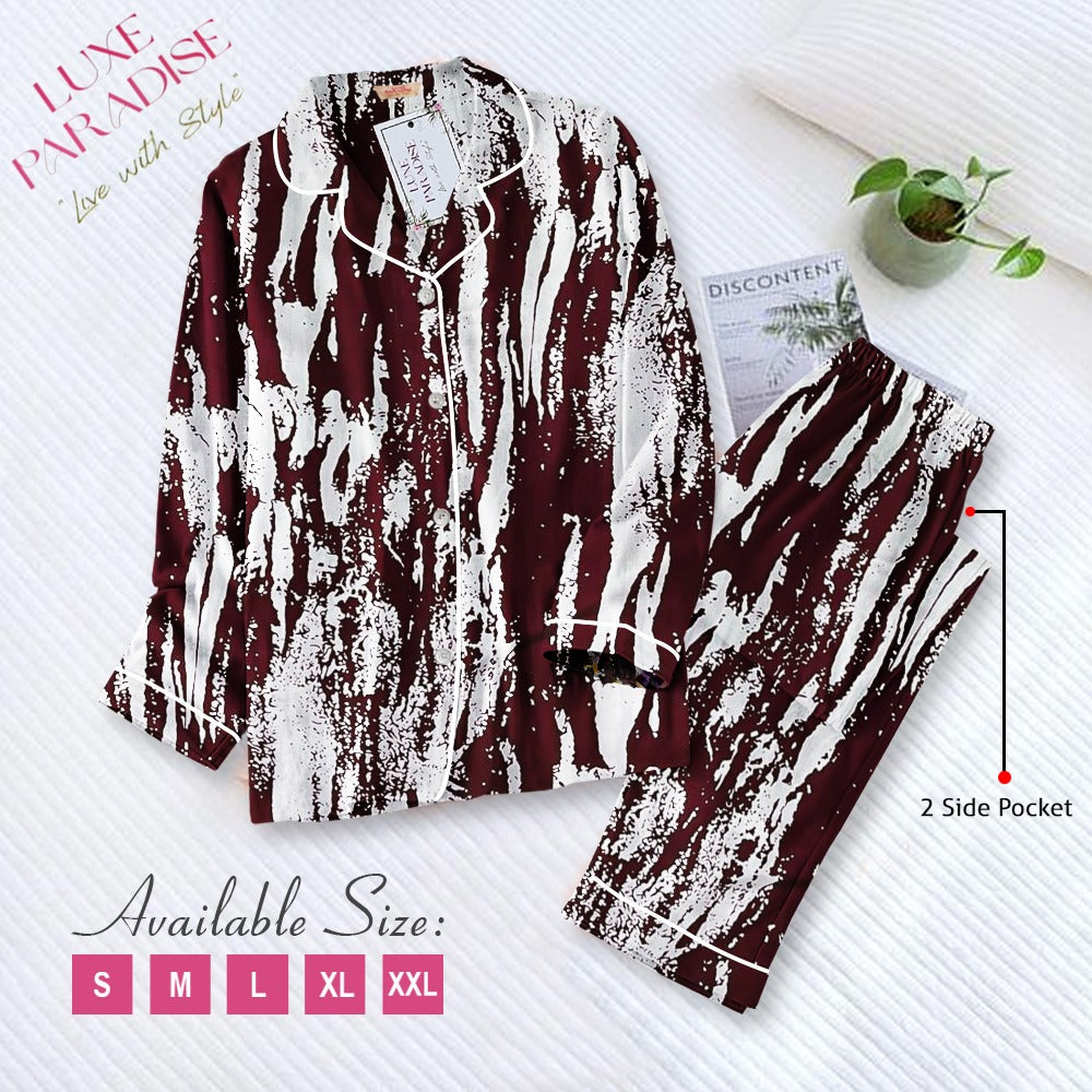 Maroon Splatter PJ Set