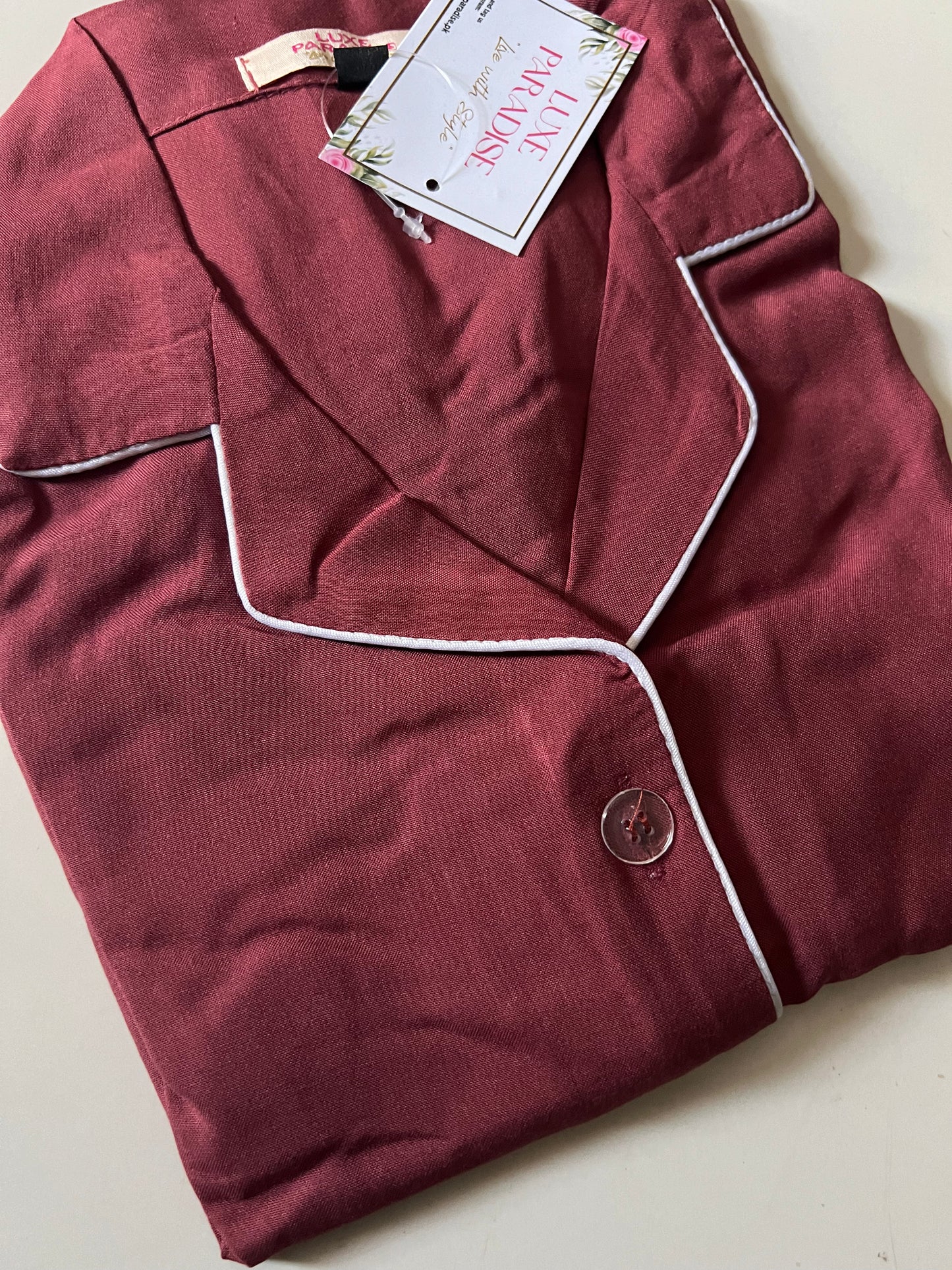 Maroon Linen PJ Set