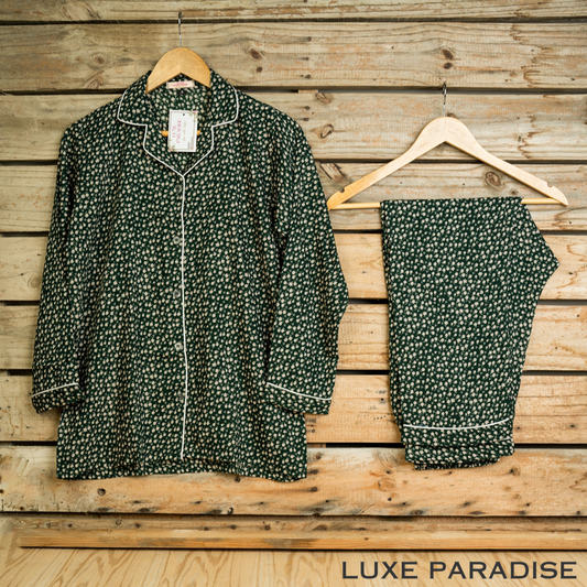 Floral Affair - Dark Green PJ Set