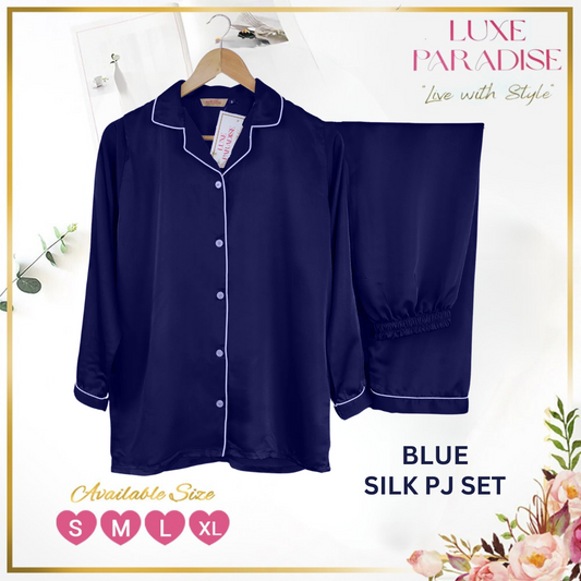 Blue Silk PJ Set