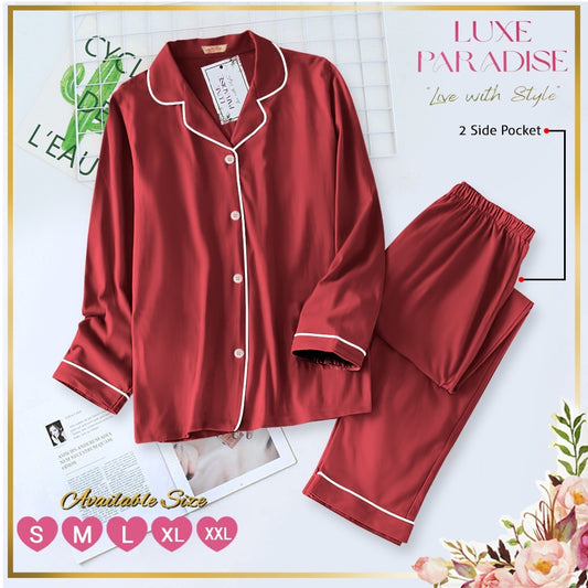 Red Linen PJ Set