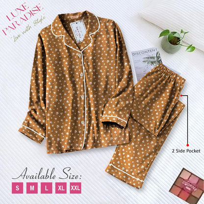 Queen Of Hearts - Brown PJ Set