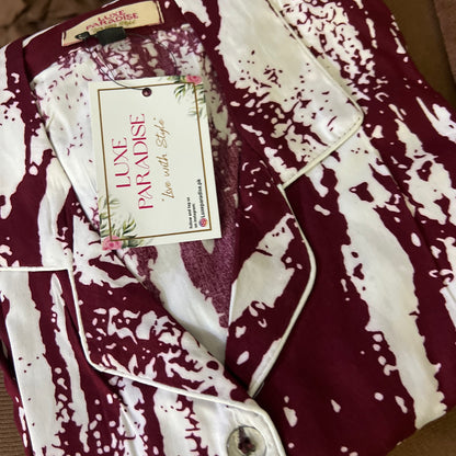Maroon Splatter PJ Set