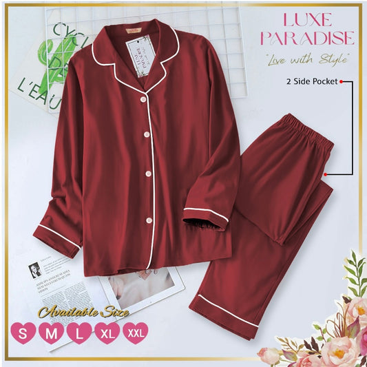 Maroon Linen PJ Set