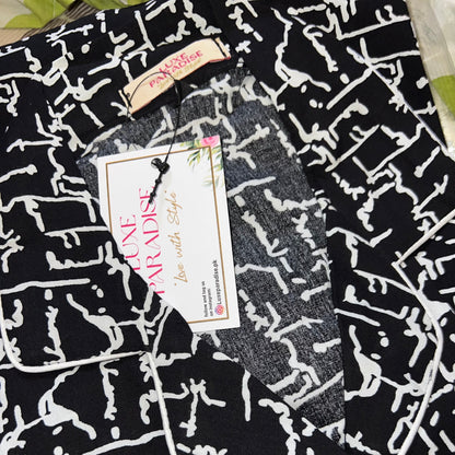White Pattern PJ Set