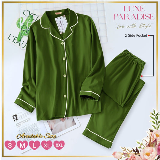 Olive Silk PJ Set
