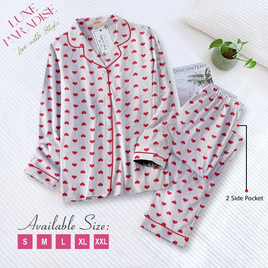 Queen Of Hearts - Red & White PJ Set