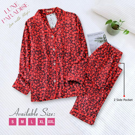 Floral Affair - Red PJ Set