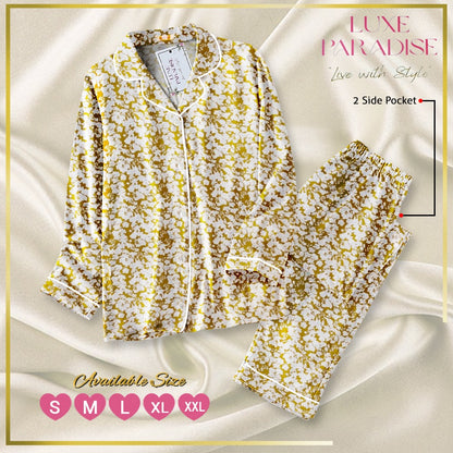 Floral Affair - Yellowish Gold PJ Set