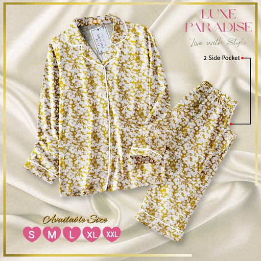 Floral Affair - Yellowish Gold PJ Set