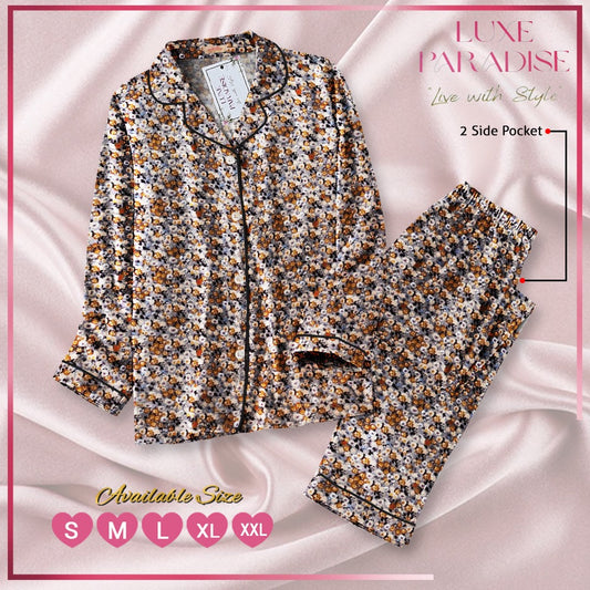 Floral Affair - Dark Brown PJ Set