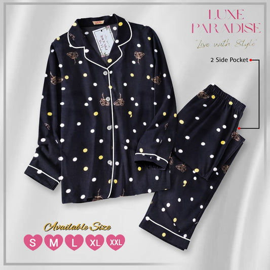 Floral Affair - Polka (Black) PJ Set