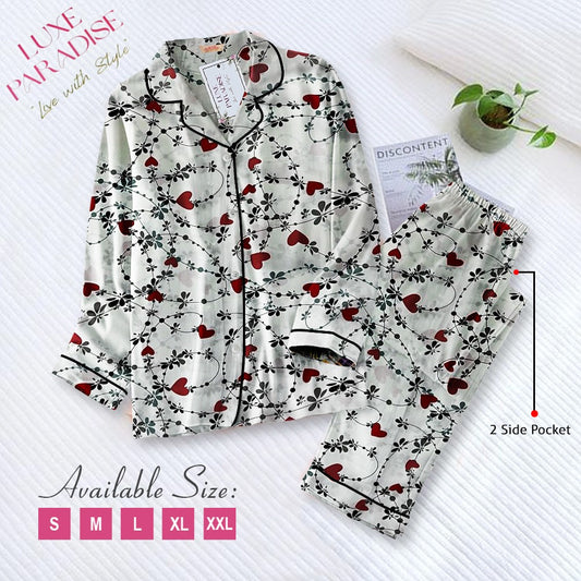 Queen Of Hearts - White PJ Set