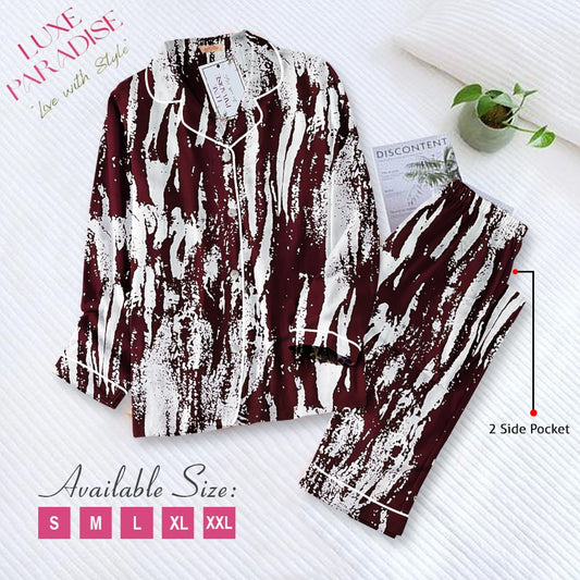 Maroon Splatter PJ Set