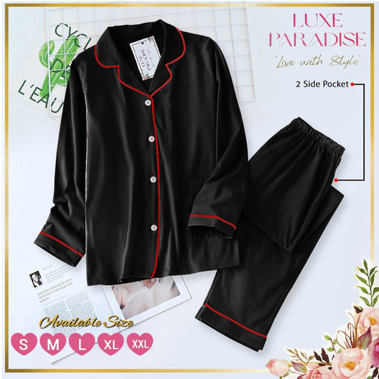 Black Linen PJ Set