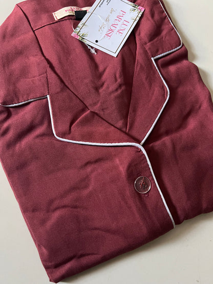 Maroon Linen PJ Set