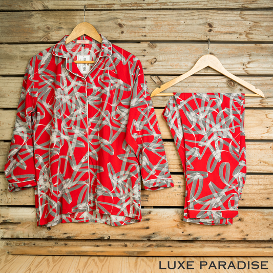 Ribbon Splash - Red PJ Set