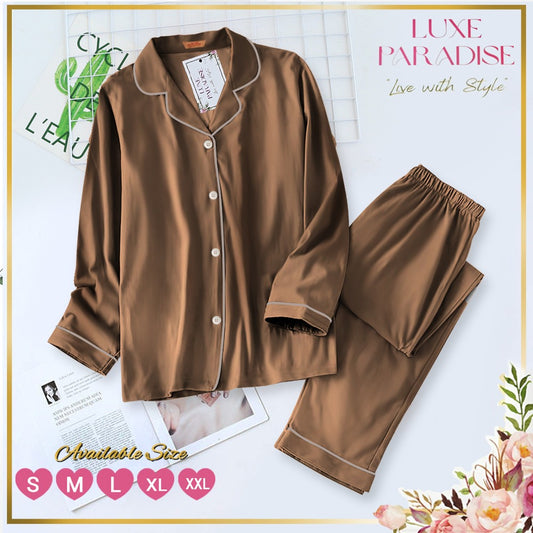 Brown Silk PJ Set