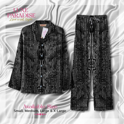 Black Silky Velvet PJ Set (Slim Fit)