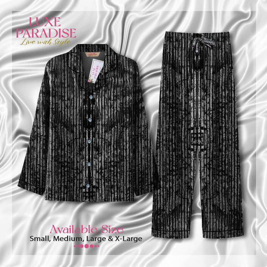 Black Silky Velvet PJ Set (Slim Fit)