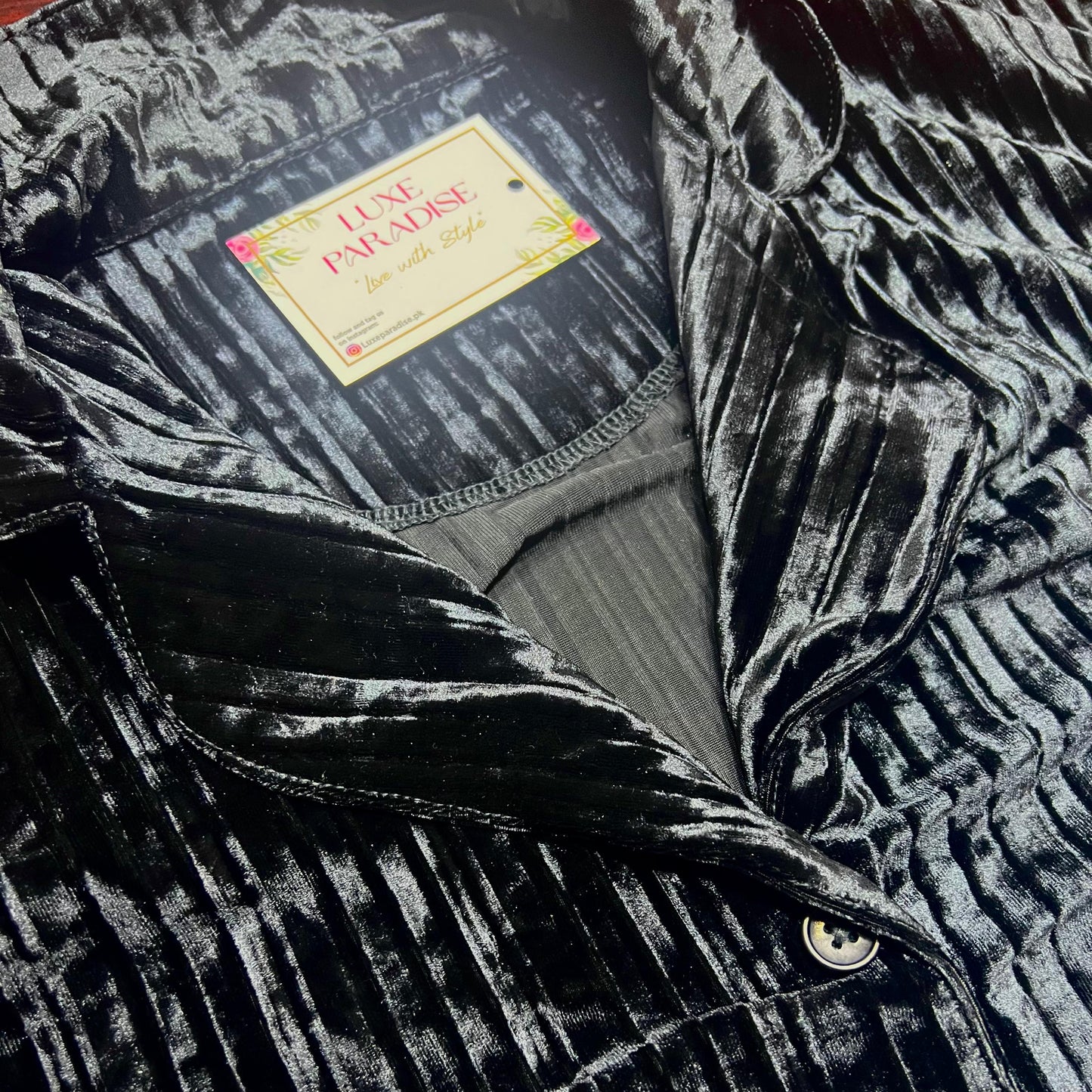 Black Silky Velvet PJ Set (Slim Fit)