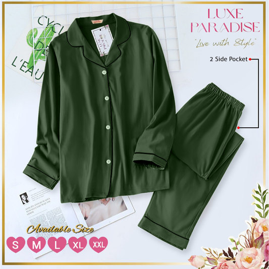 Green Linen PJ Set